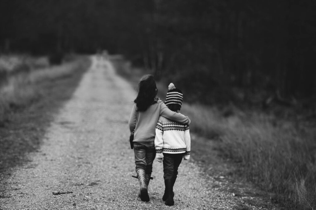 Walking with a friend.